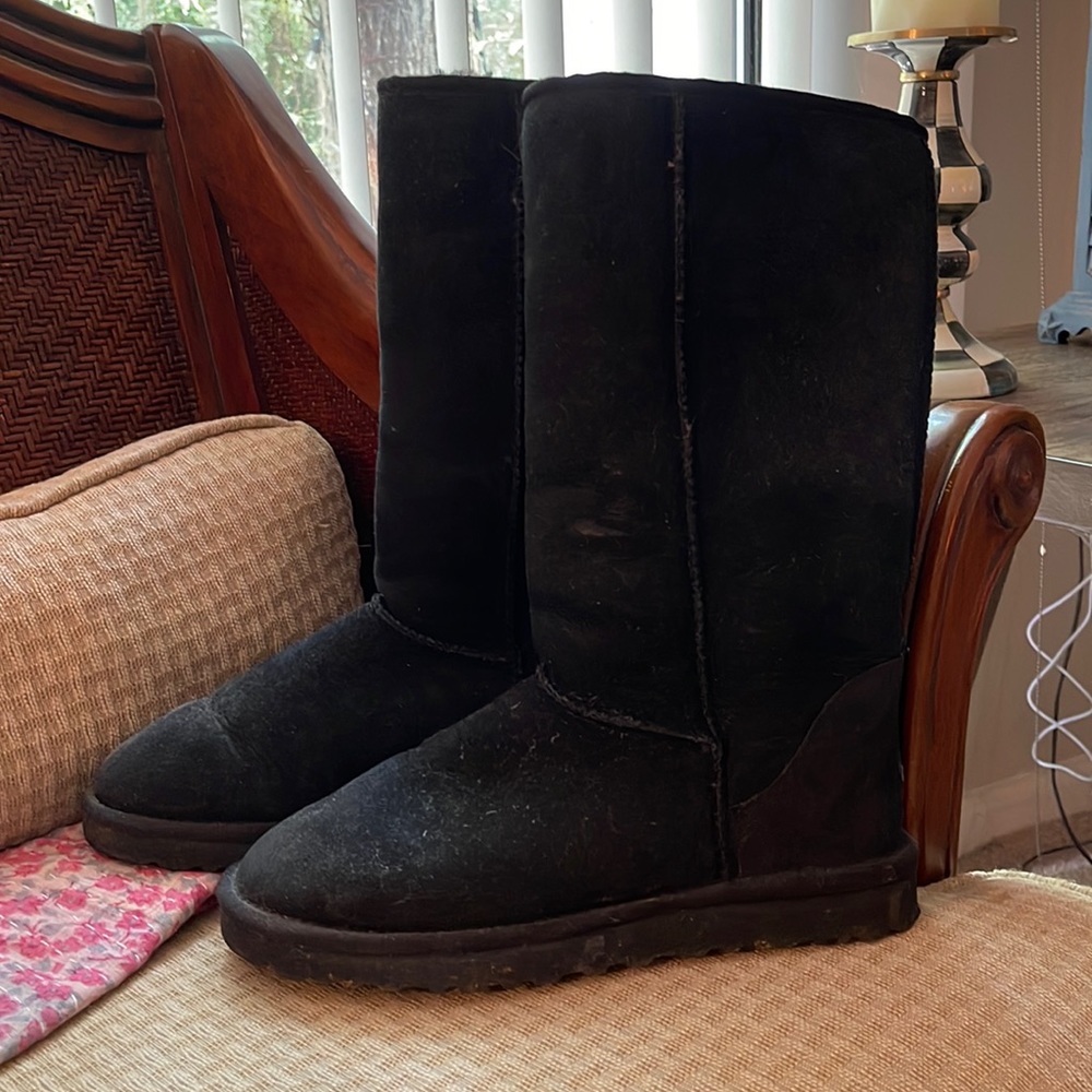 UGG black shearling boots, size 9